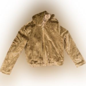 Golden Brown Faux Fur Coat size L